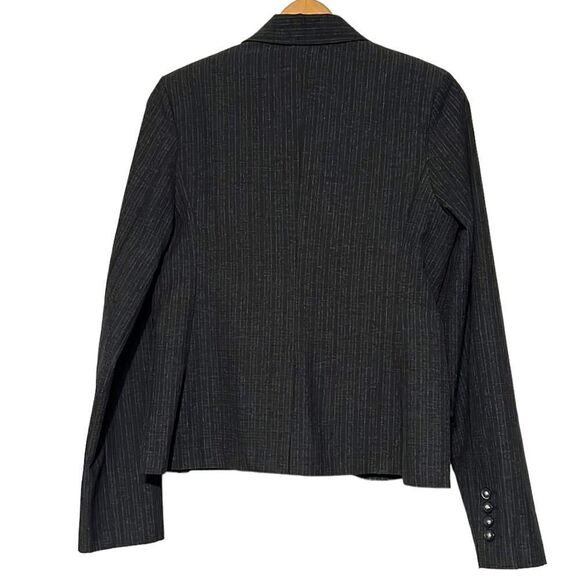 Black Blazer Jacket Junior’s Large Pin Stripes Single Button Business Career BCX - Picture 5 of 9